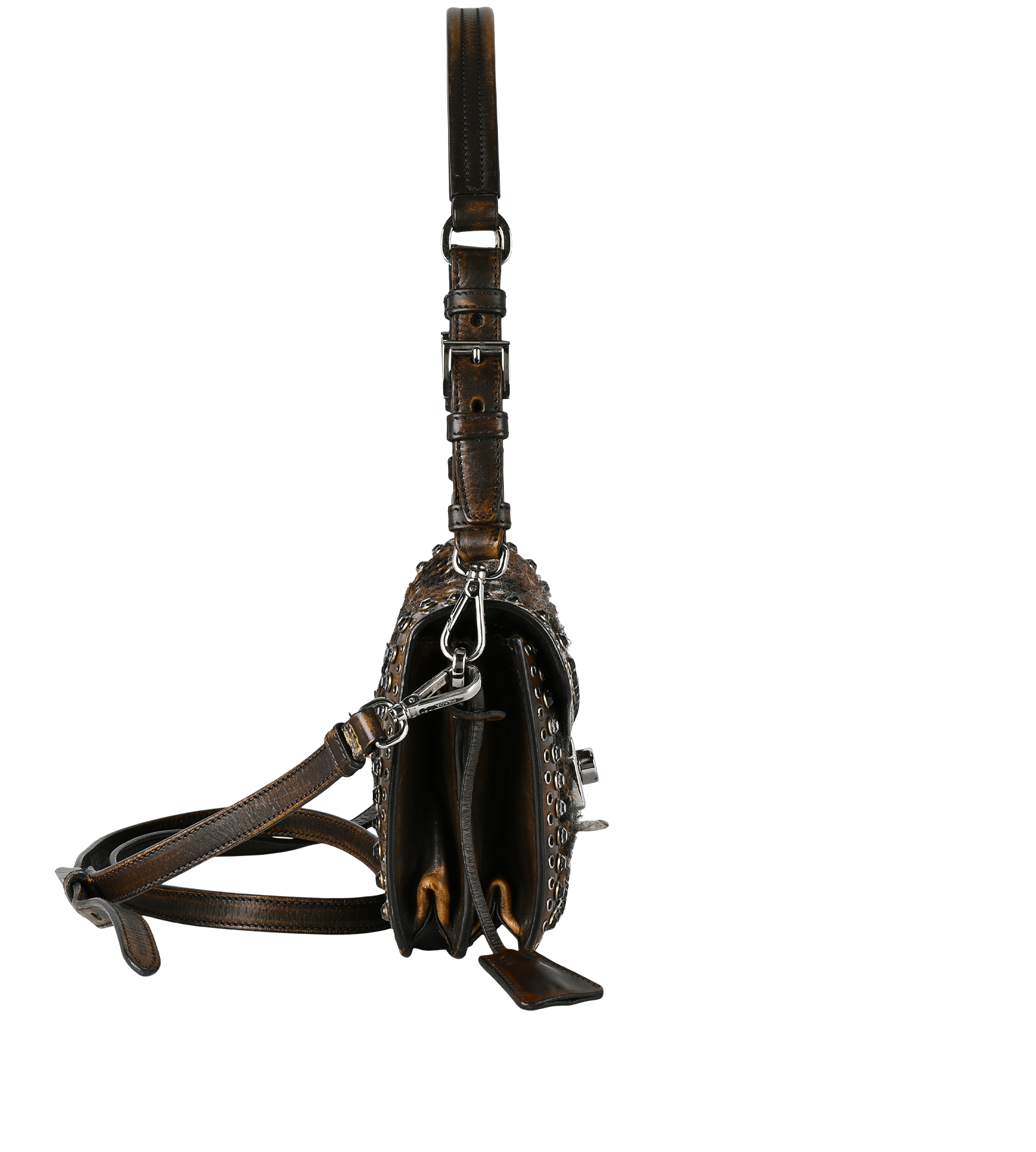 Tweed Crossbody, &pound;220, Handbags, Brown, Tweed, Side view